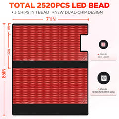ADVARAYS 2520 LEDs with 660nm and 850nm wavelengths for comprehensive light therapy.