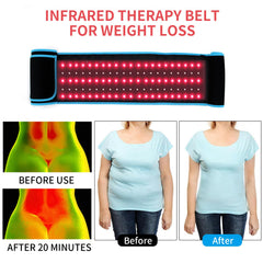 ADVARAYS red light therapy belt applied to the shoulder to ease stiffness with infrared light.