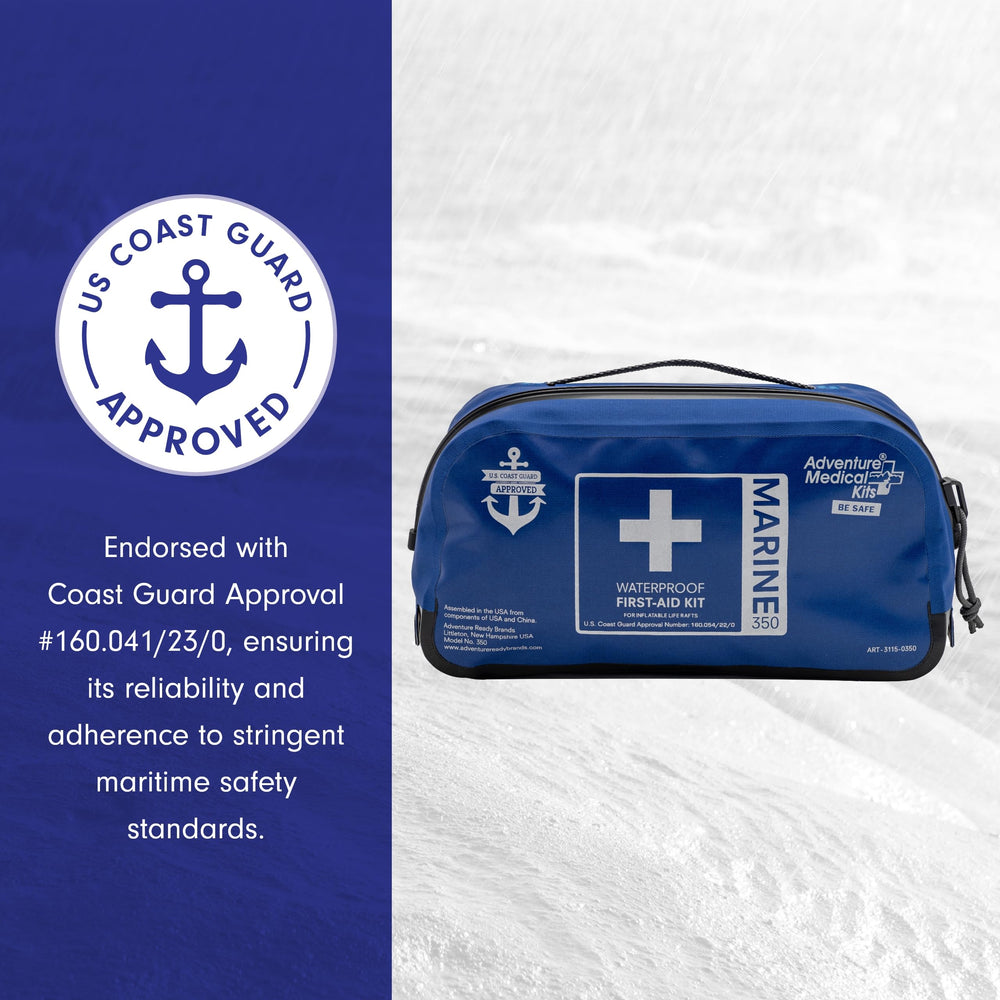 Adventure Medical Kits Marine Series 350 onboard first aid supplies for six people.