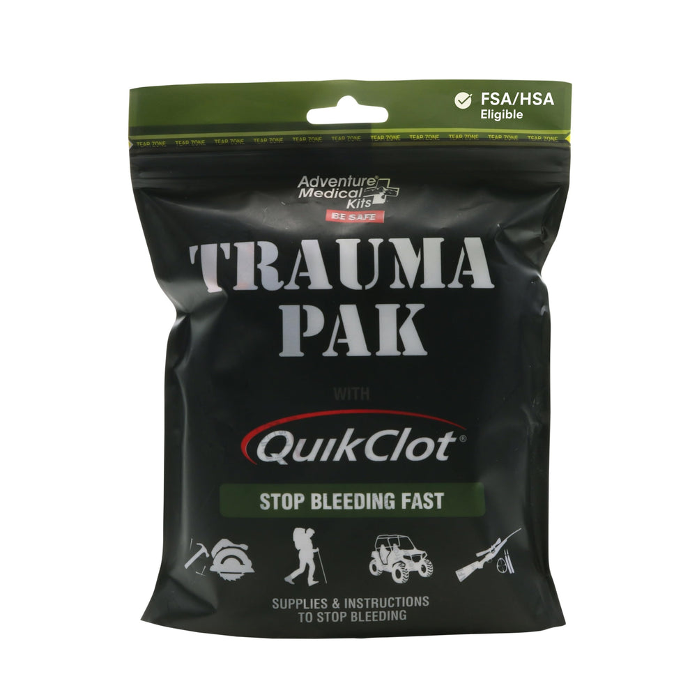 Adventure Medical Kits Trauma Pak with QuikClot sponge for rapid clotting support during emergencies.