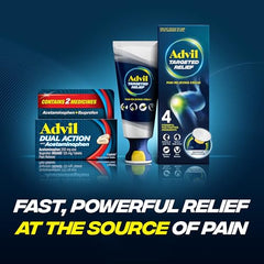 Advil Dual Action arthritis-related relief closeup suggests daily comfort with inflammation support.