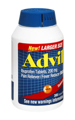 Advil ibuprofen 200mg coated tablets bottle front for quick relief.