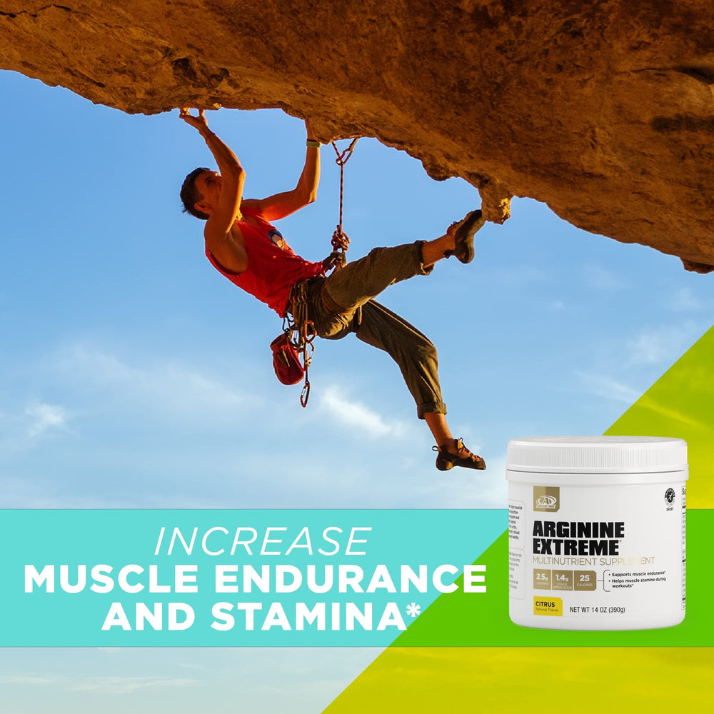 Close-up of AdvoCare Arginine Extreme label showing premium ingredients.
