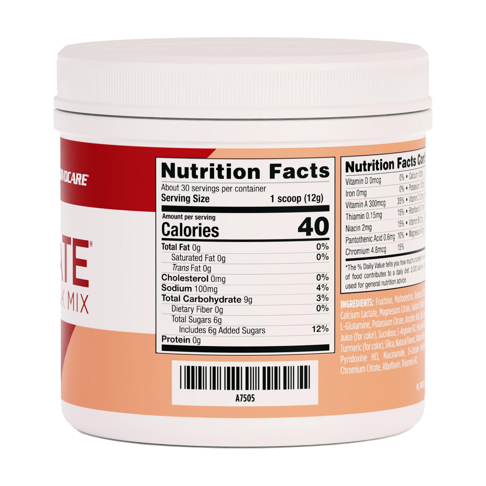 AdvoCare Rehydrate powder scoop added to water for quick electrolyte replenishment