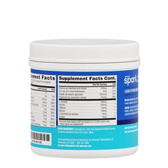 Glass of AdvoCare Spark blue raspberry drink with clean energy.