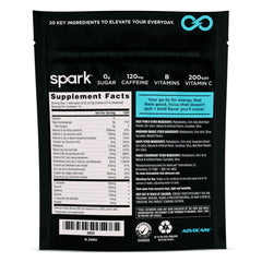 AdvoCare Spark label highlights caffeine and vitamins for mental focus.