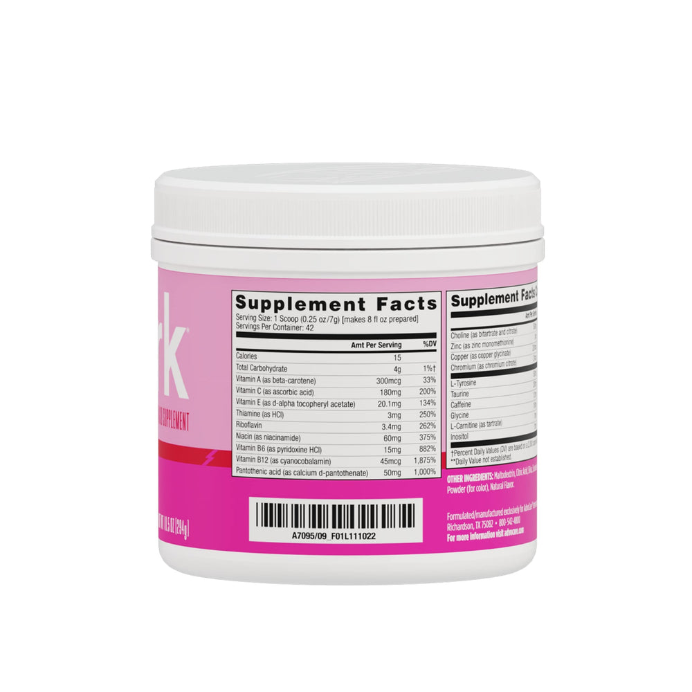 AdvoCare Spark pink lemonade scoop dissolving in water for quick energy