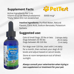 Advocate PetTest methyl B12 drops USA-made packaging on display