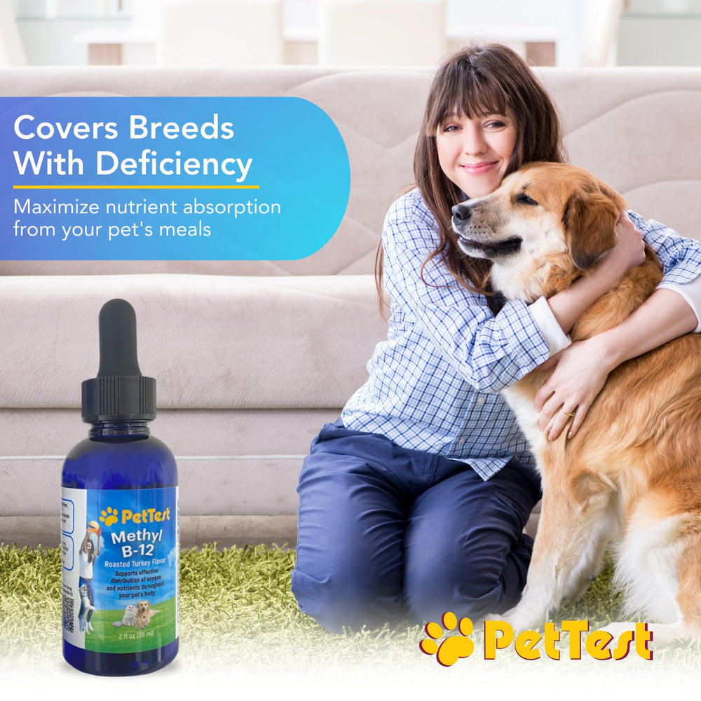 Advocate PetTest methyl B12 drops being administered to a dog for energy support