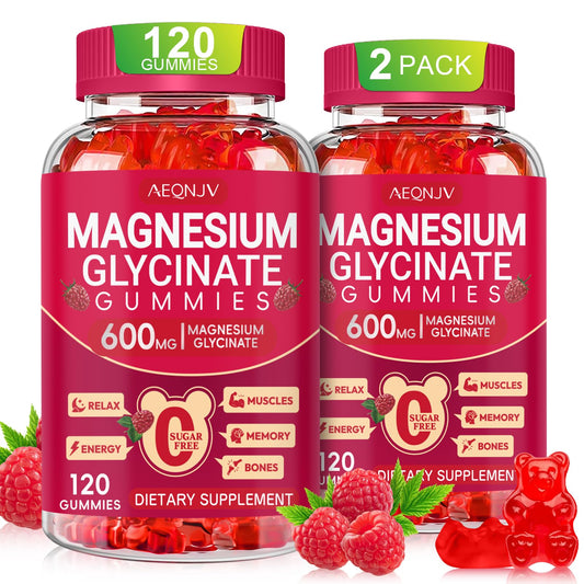 AEQNJV Magnesium Glycinate Gummies bottle for a soothing evening routine.