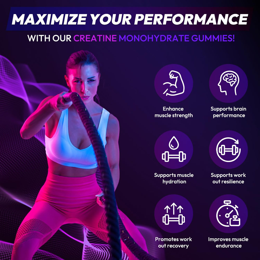 AEQNJV Creatine Gummies bottle highlights B12 and B6 benefits