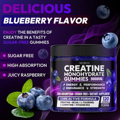 AEQNJV Creatine Gummies tub highlighting blueberry flavor for on-the-go energy