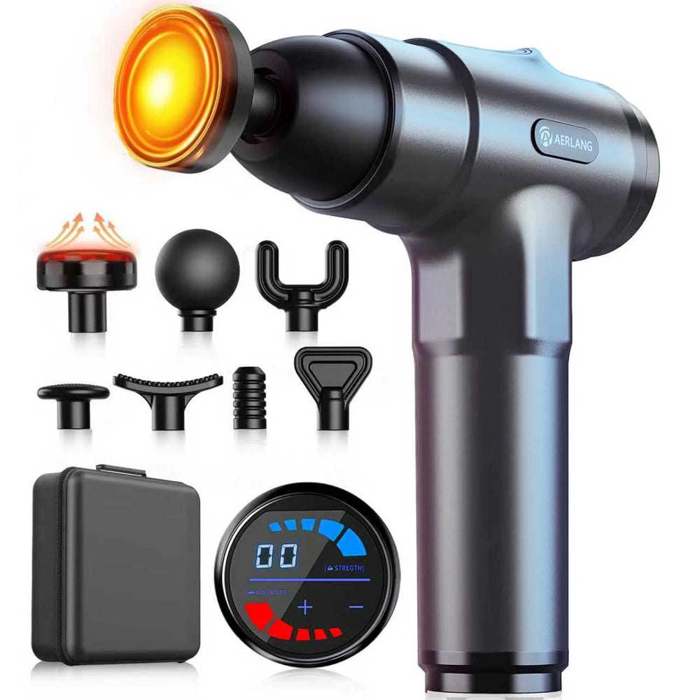 AERLANG massage gun with heated head for deeper relaxation and faster recovery.