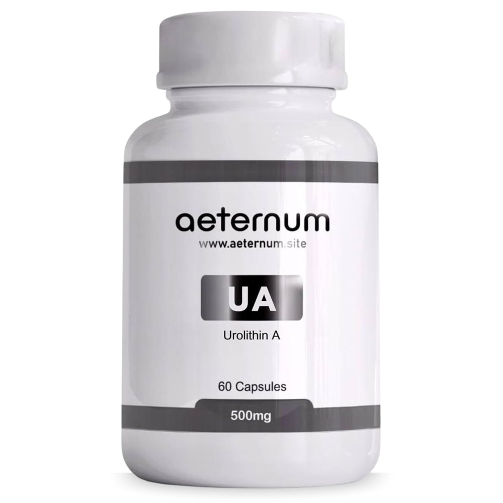 Aeternum Urolithin A capsules bottle for daily health support.