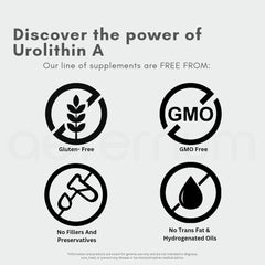 Aeternum UA label closeup highlights pure Urolithin A.