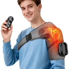 AFDEAL cordless shoulder heating pad in use for warm comfort