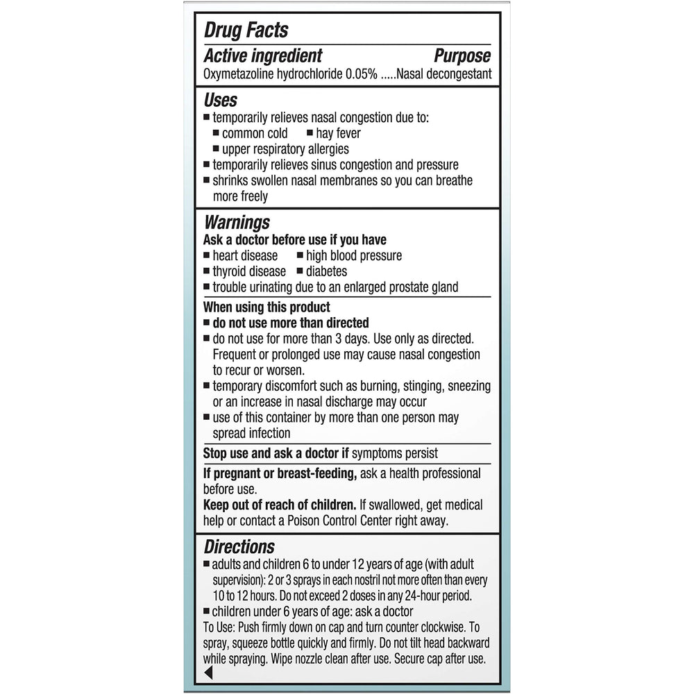 Afrin severe congestion nasal spray menthol cooling for refreshing relief