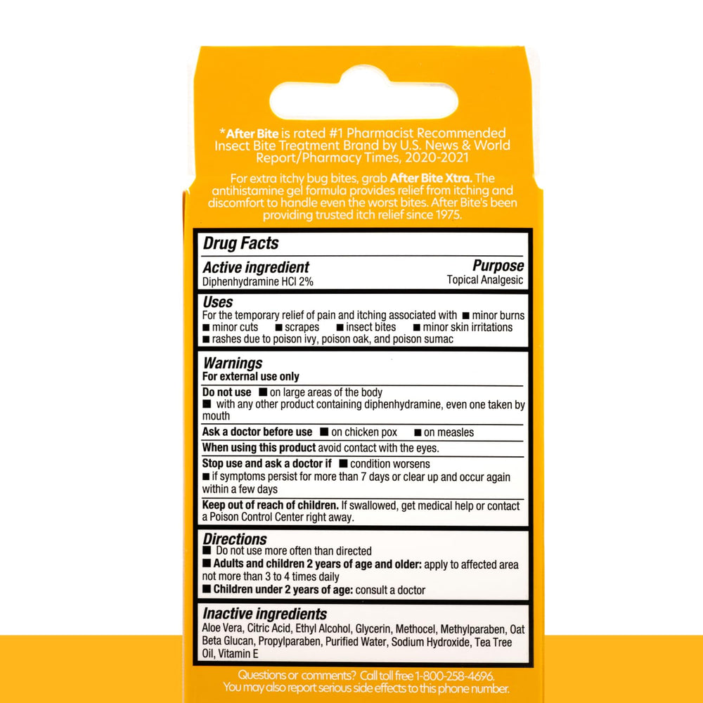 Mosquito and bee bite relief with After Bite Xtra Formula gel.