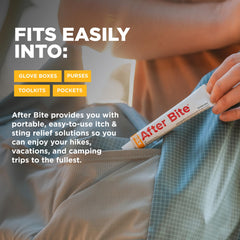 Travel-size After Bite Xtra Formula pack in a bag.