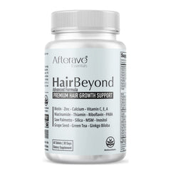 Afterave Essentials HairBeyond bottle cap close-up showing packaging for hair growth support