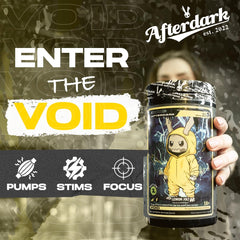 AfterDark INHUMAN Void mixing glass ready for a pre‑workout blend.