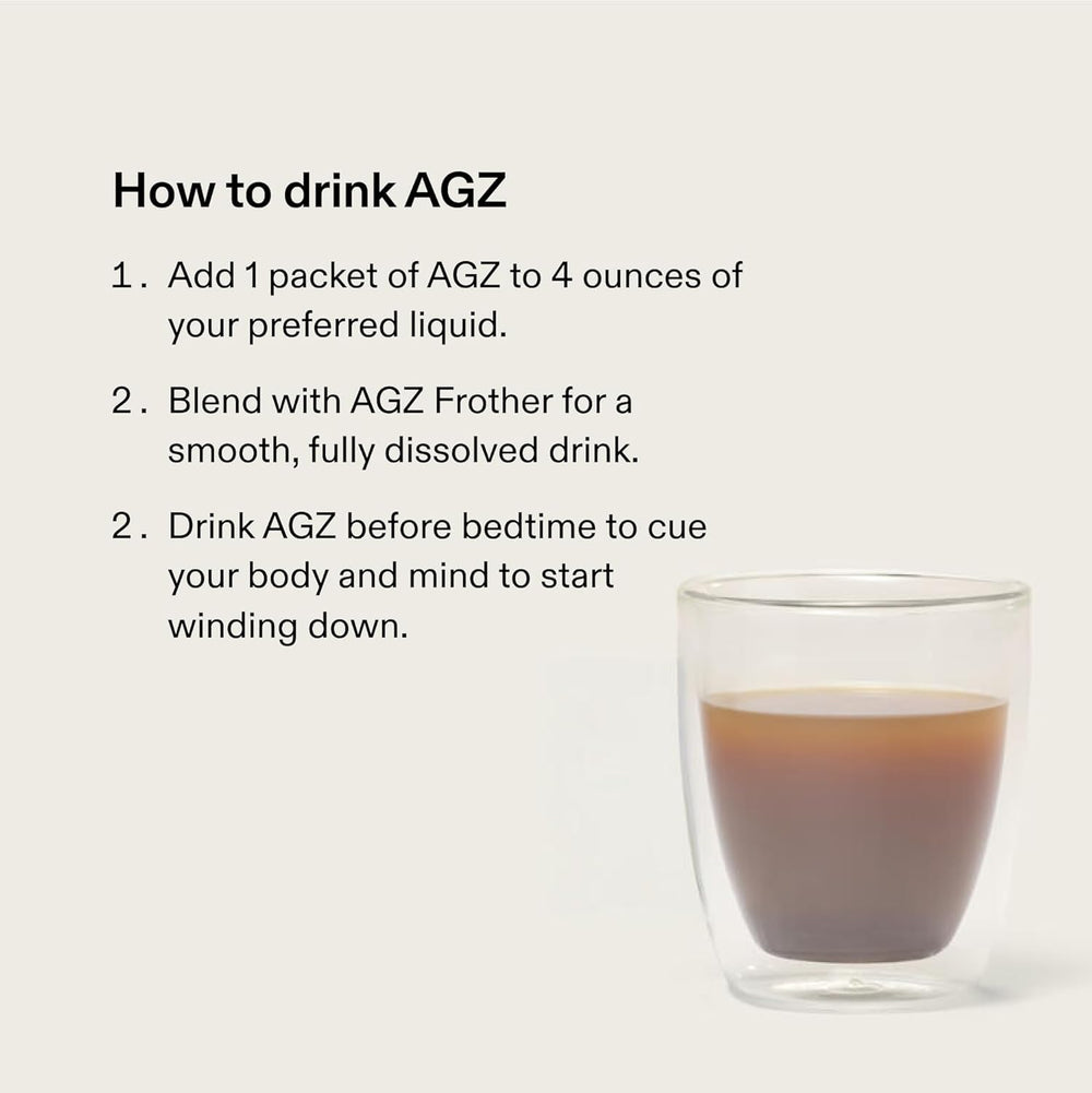 Frother blending AG1 AGZ Sleep Drink chocolate mint beverage