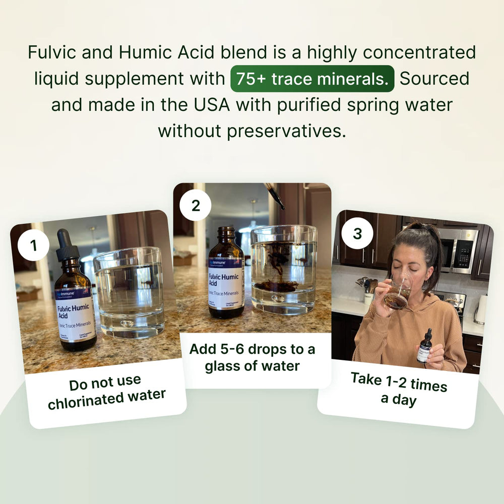 AgeImmune Fulvic Humic Acid drops added to a glass of water