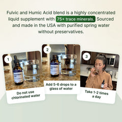 AgeImmune Fulvic Humic Acid drops added to a glass of water