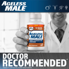 Ageless Male bottle front view highlighting natural testosterone support