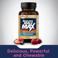 Ageless Male Max illustration of KSM-66 and NOXPerform highlight ingredients.