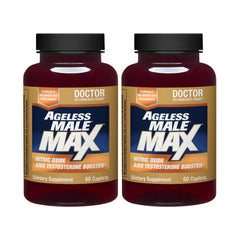 Ageless Male Max bottle front view with label clearly visible for daily use