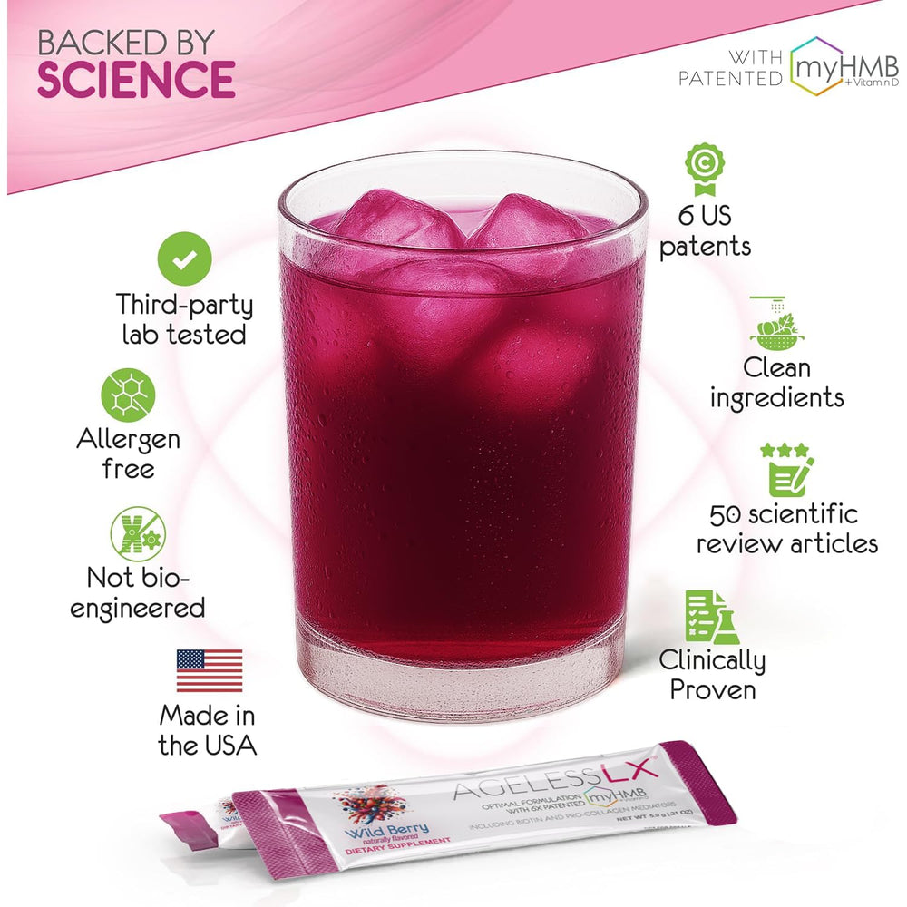 AgelessLX daily packets collection showing convenient single-serve servings