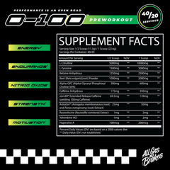 AGNB 0-100 pre-workout tub back label shows ingredient transparency and serving details