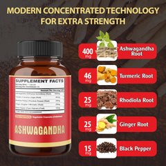 Agobi Ashwagandha Rhodiola root capsules for steady energy support.