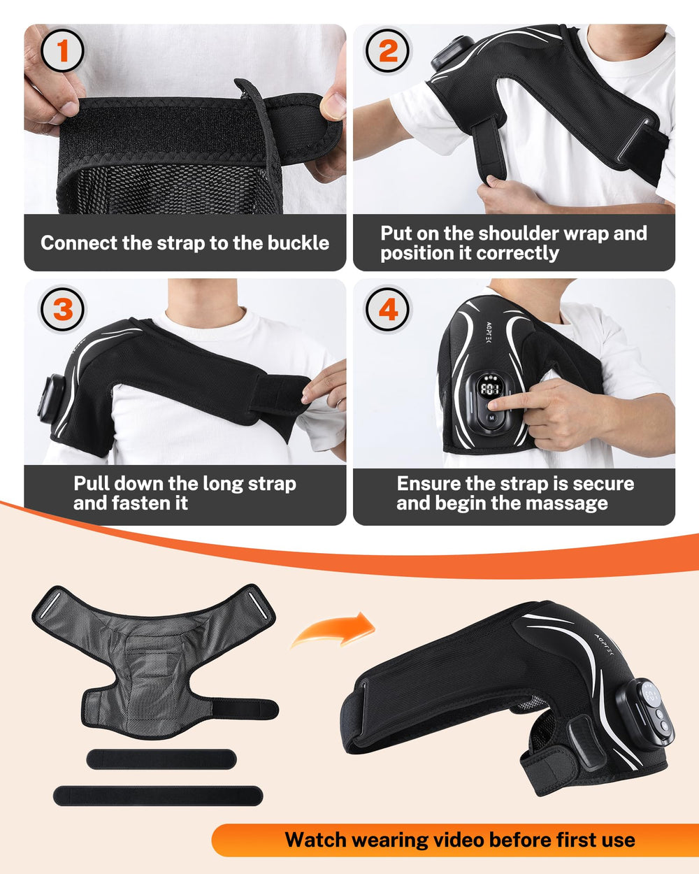 AGPTEK massager with 5000mAh battery offers about three hours of use.