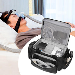 AHIBIO CPAP travel bag back sleeve attaches to luggage for hands-free travel