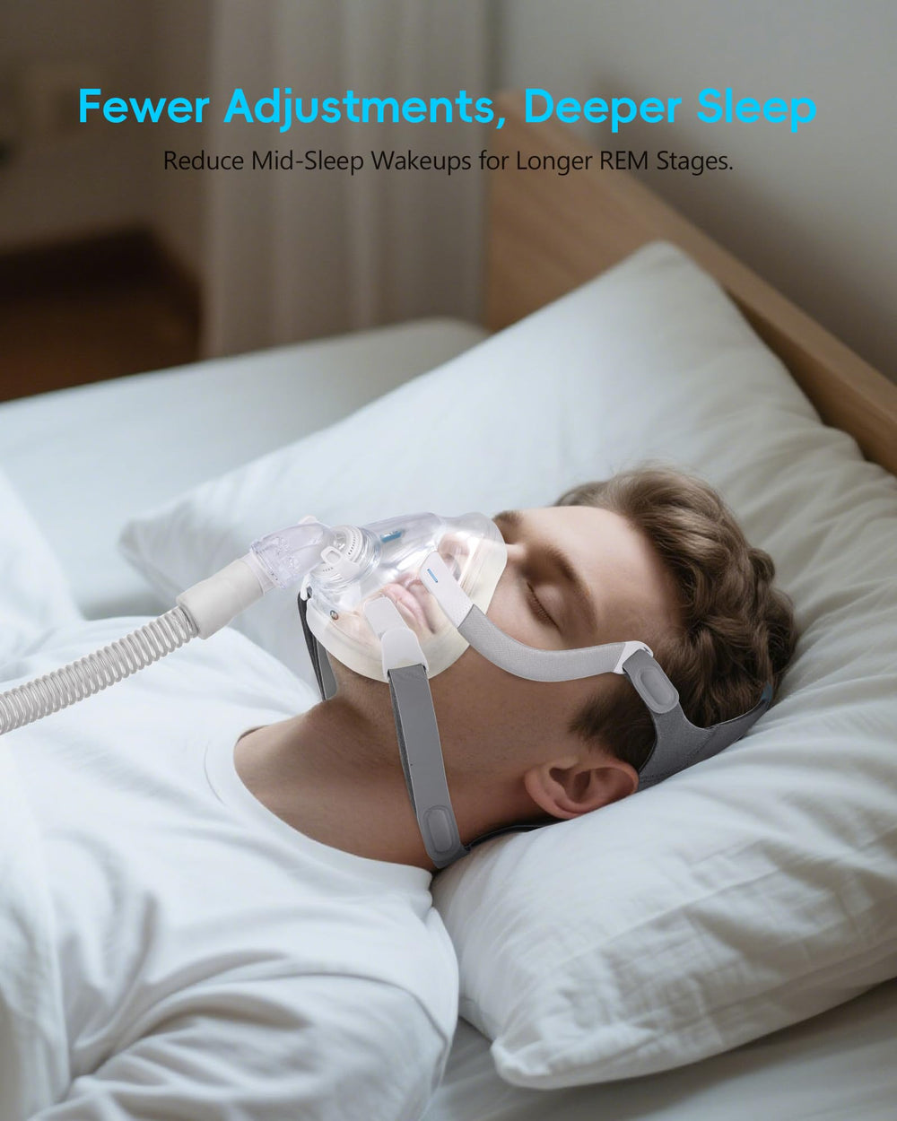 AHIYIYI AirTouch headgear soft fabric close-up emphasizes gentle touch on skin