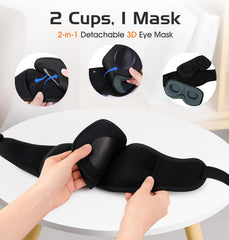 AHUIARGY Bluetooth sleep mask with two removable cups for customizable textures.