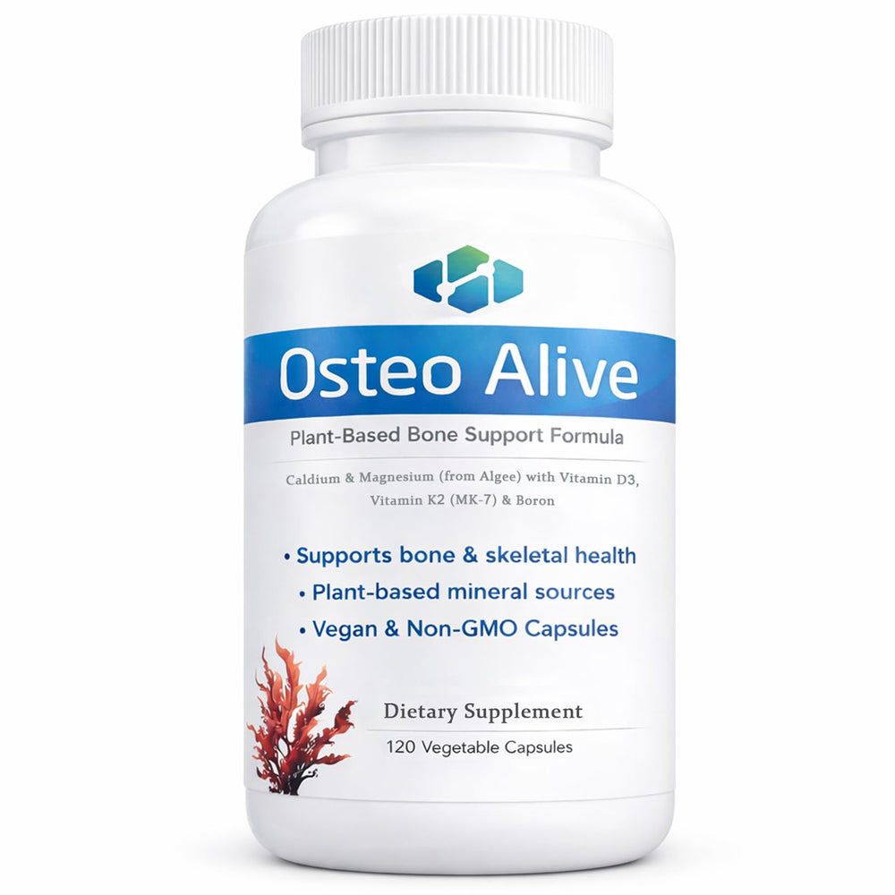 AIFBENK Osteo Alive bottle front highlights the brand and daily bone support potential.