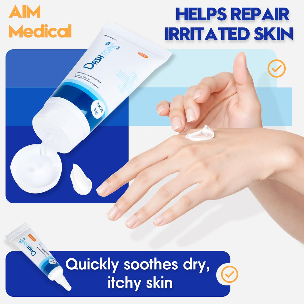 Hand applying AIM Medical Eczema Relief Cream for daily comfort and relief