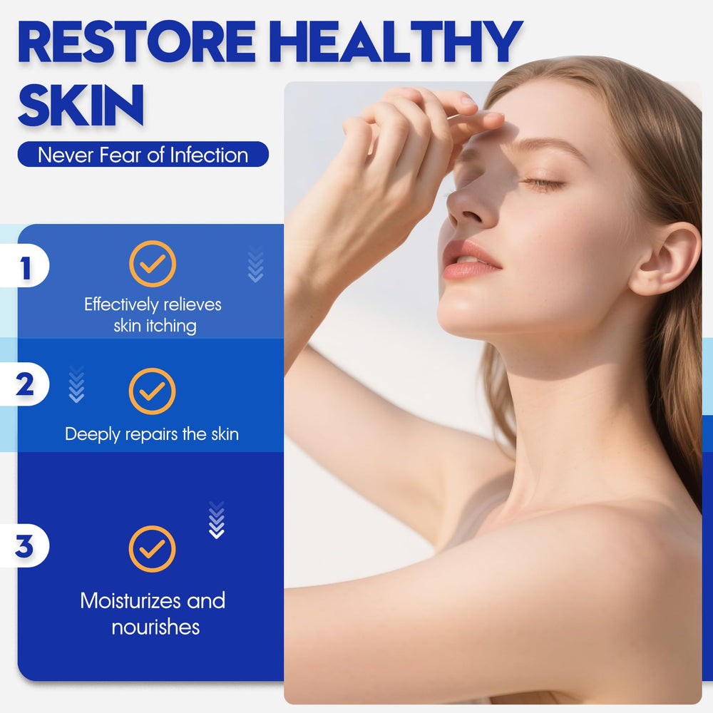 A creamy texture swirl of AIM Medical Eczema Relief Cream on skin for lightweight moisture