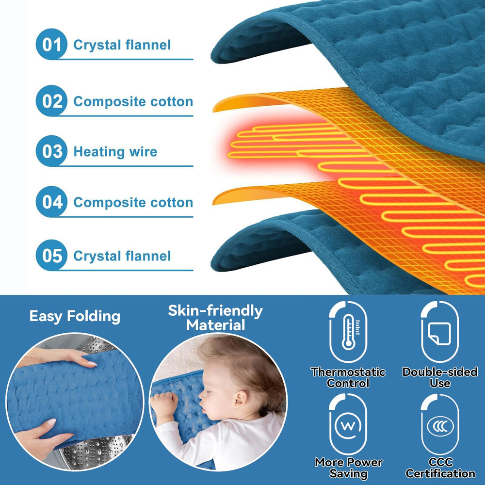 Aimshine heating pad fast-heat feature delivers rapid warmth for quick relief.
