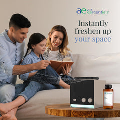 Air Esscentials Baies aroma oil packaging, USA-made diffuser oil for premium use.