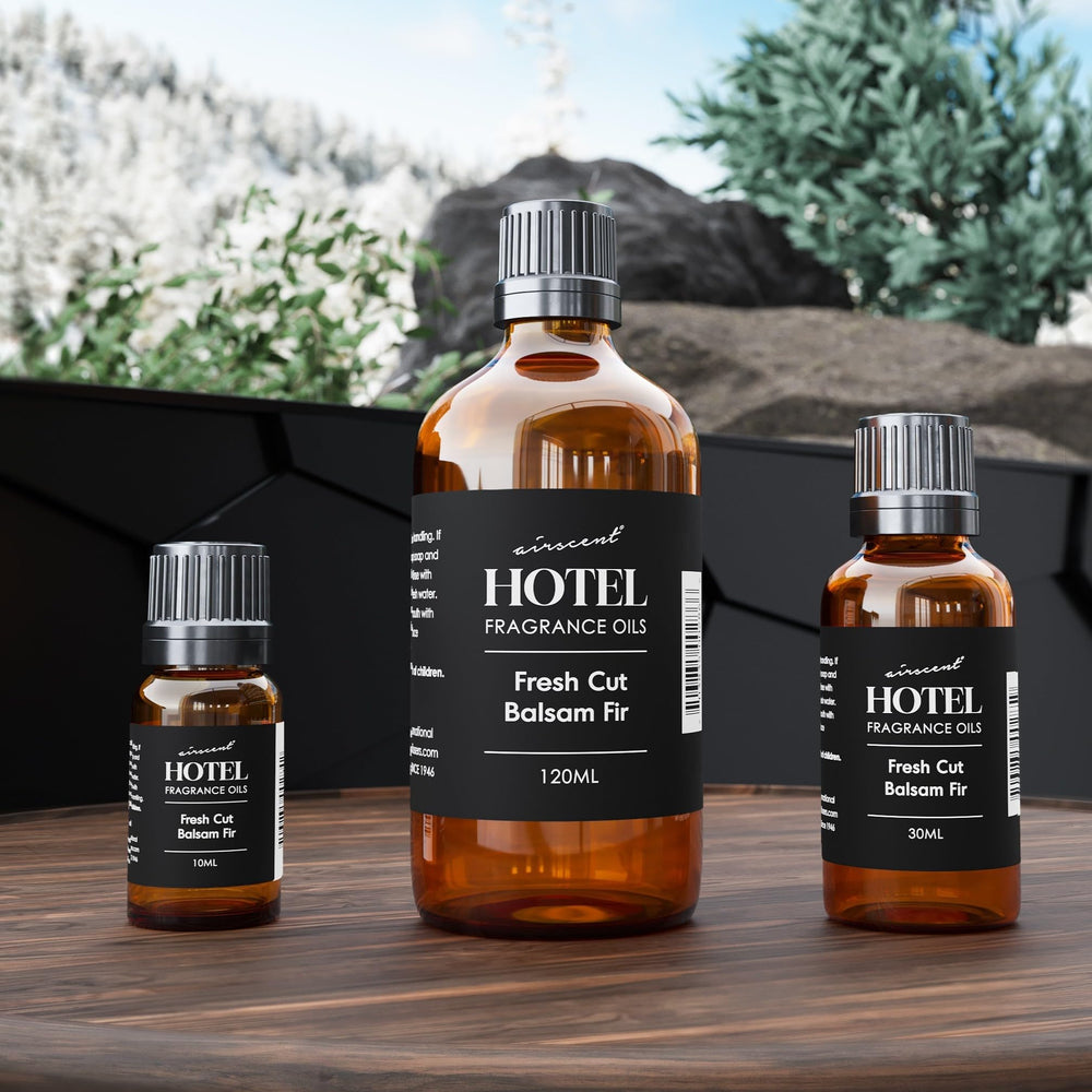 Air-Scent oval glass bottle with wood cap conveys premium, IFRA-compliant fragrance