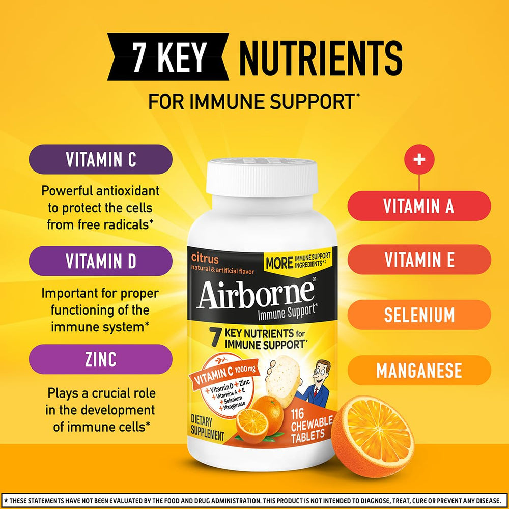 Airborne blend of 13 vitamins, minerals and herbs highlighted on packaging
