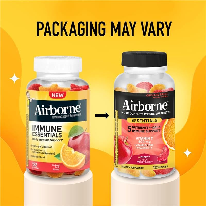 Airborne gummies serving cup shows convenient daily dose for adults and kids