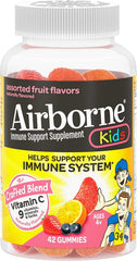 Airborne immune support gummies bottle for kids with fruit flavor and easy chew.