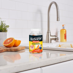 Airborne orange flavor gummies close-up vivid citrus look.