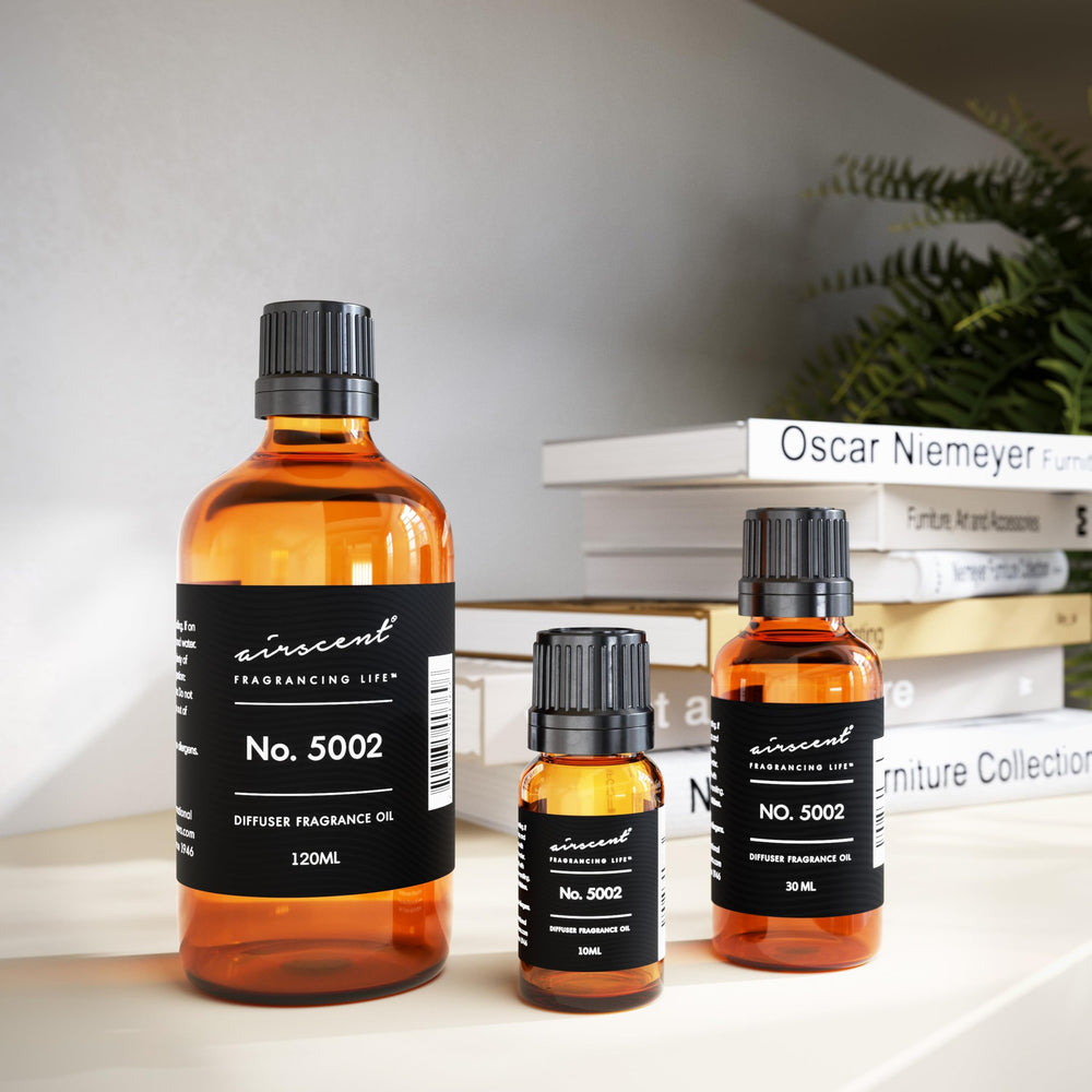 Closeup of AirScent Creed Aventus bottle highlighting premium fragrance notes for diffusers.