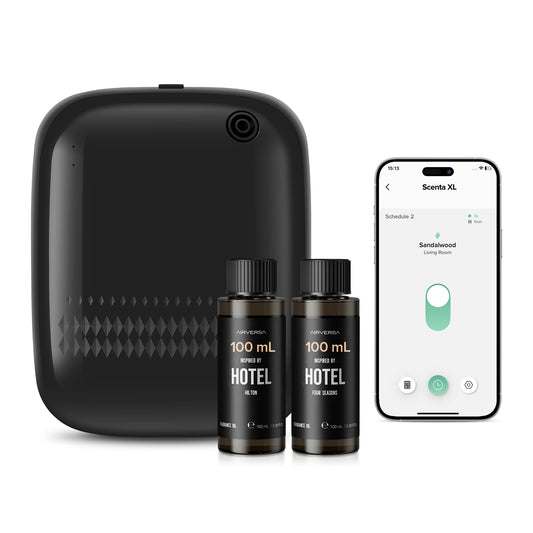 Airversa ANW Kit Black diffuser unit ready for desk setup, delivering refined ambiance